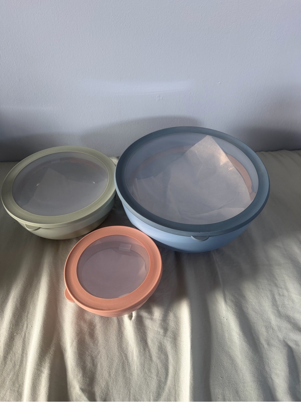 Amazon Pastel Food Storage Bowl Set with Snap Lids - Blue, Green, Peach